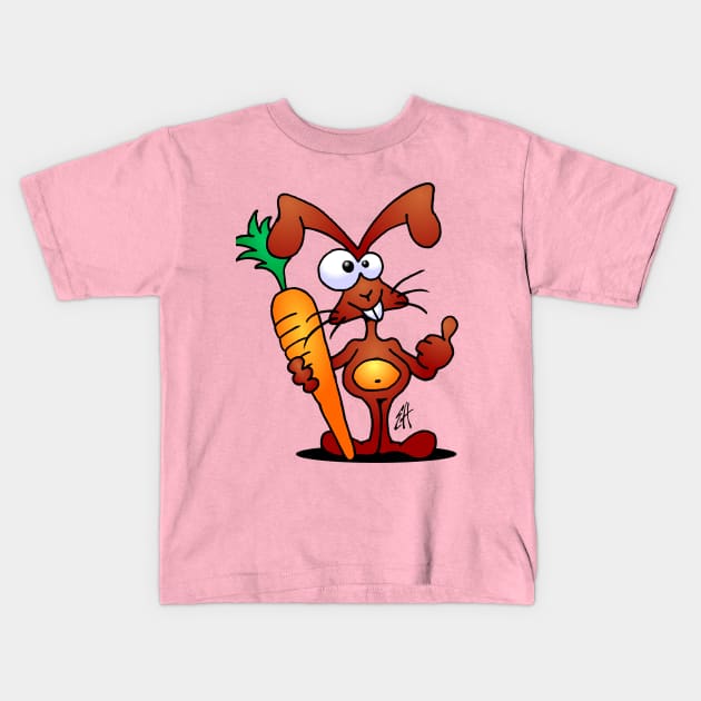 Rabbit with a carrot Kids T-Shirt by Cardvibes